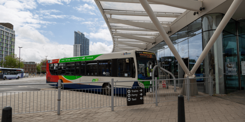 Bus parked in bus station