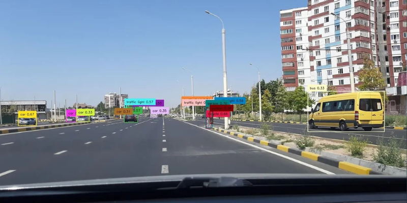Road view from car front window