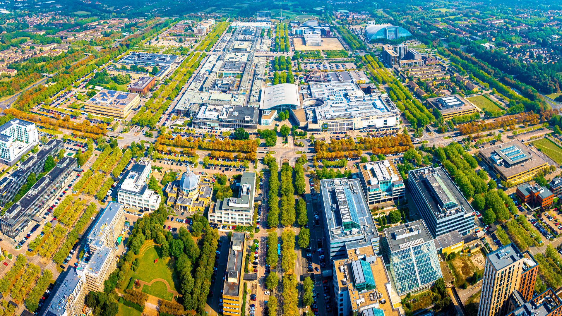 New town from sky view