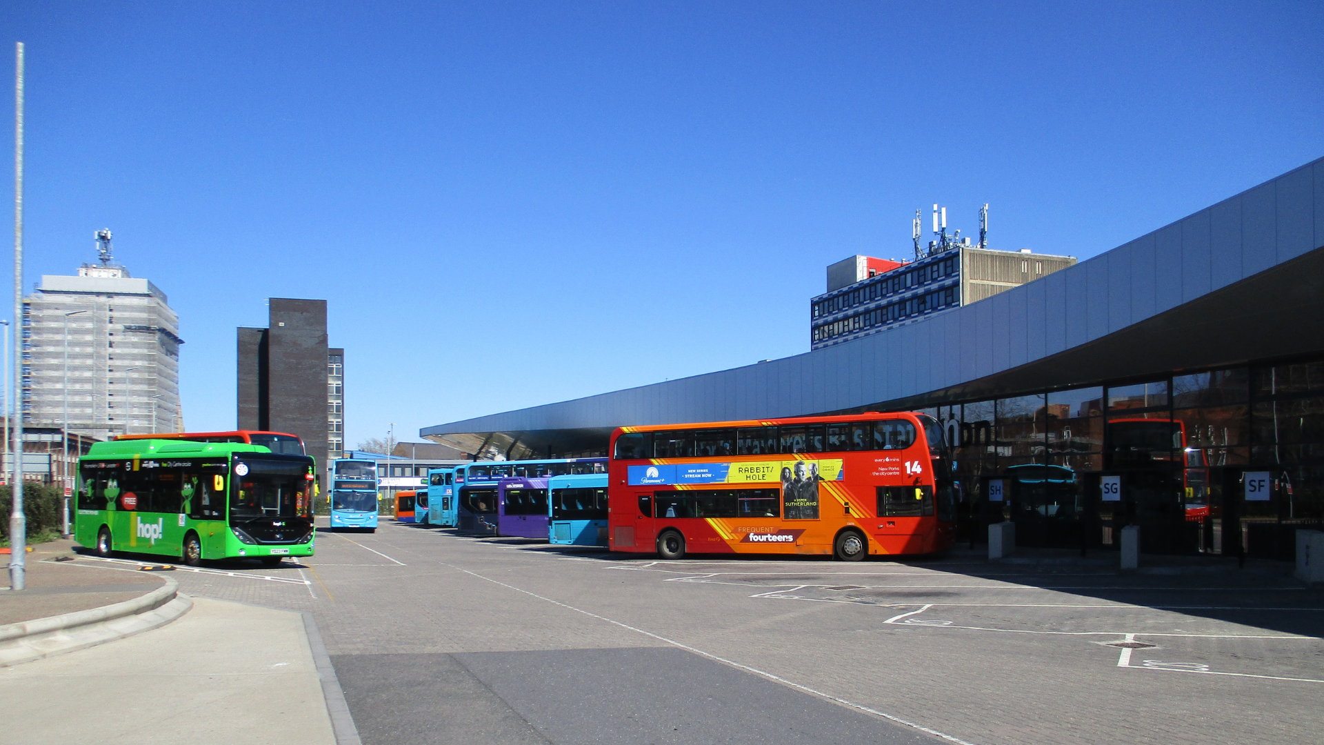 Buses stationed in bus station