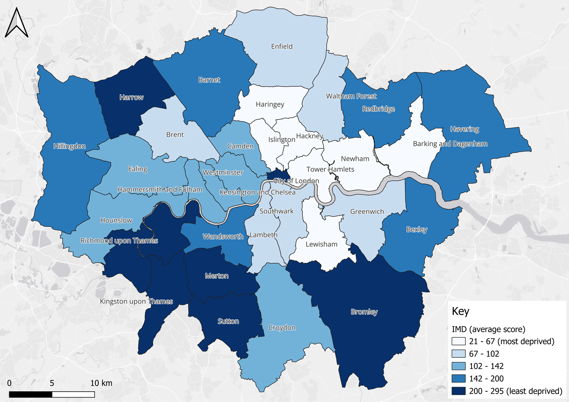 Indices of Multiple Deprivation (IMD) across Greater London