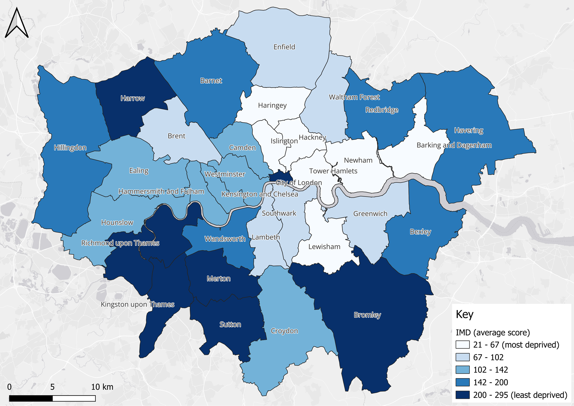 Indices of Multiple Deprivation (IMD) across Greater London