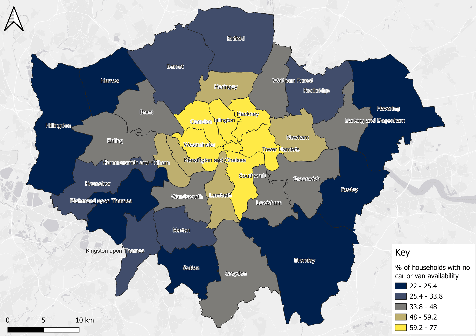 Car/van availability across Greater London