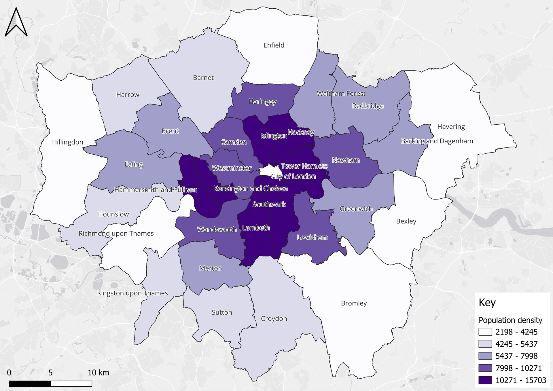 Population density across Greater London
