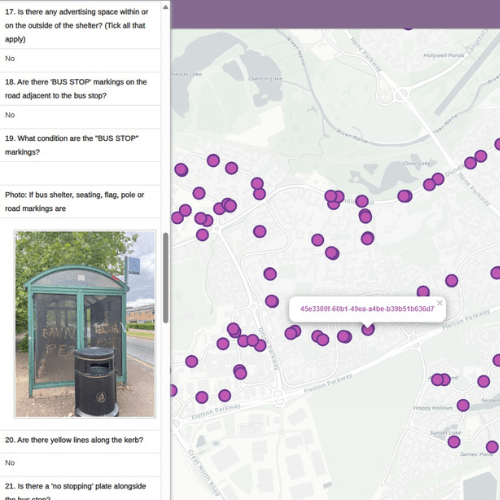 bus stop locations on the map