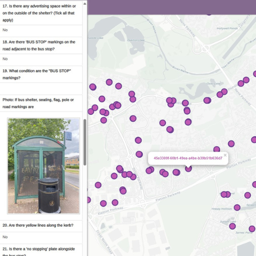 bus stop locations on the map