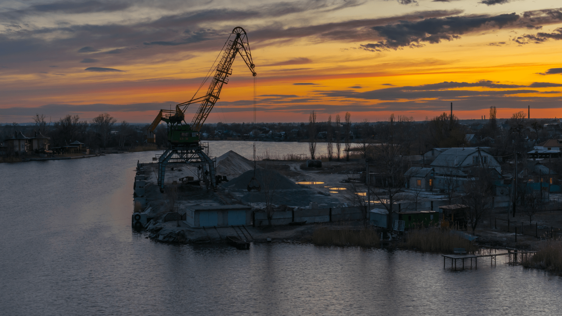 picture of a port on a sunset