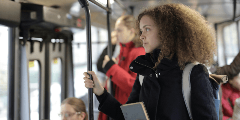 Girl on a bus