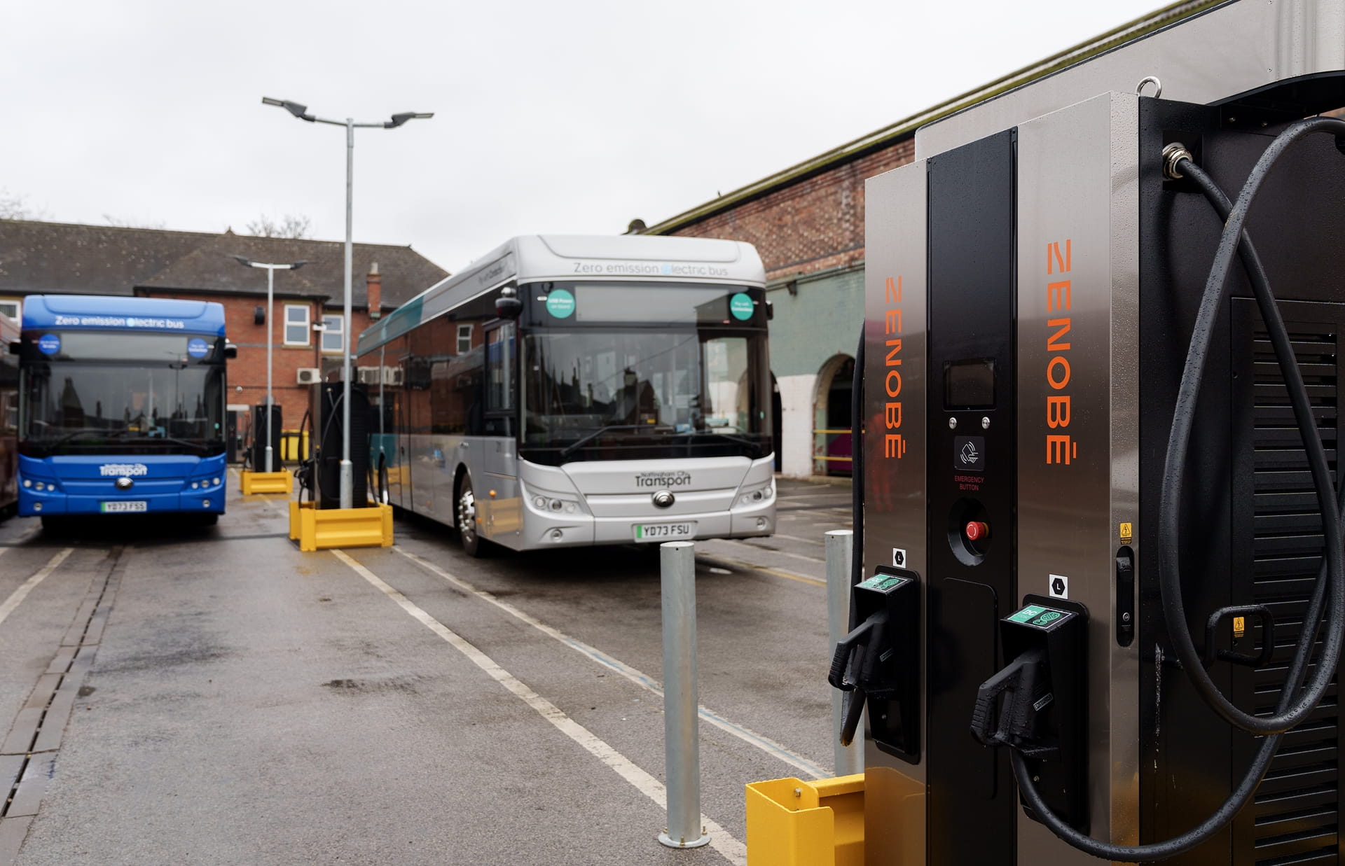 Buses are at the charging station