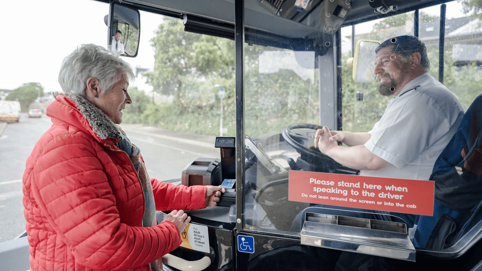Cornwall bus's driver and a passenger